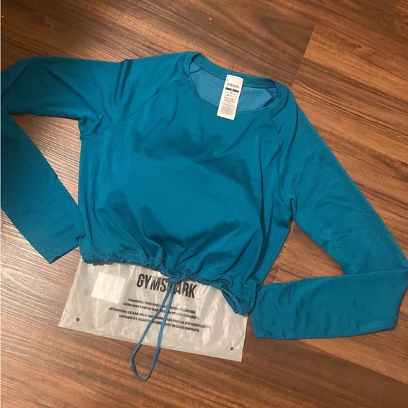 Gymshark Sweat Seamless Long Sleeve Crop Top - Rich Teal - Picture 5 of 8